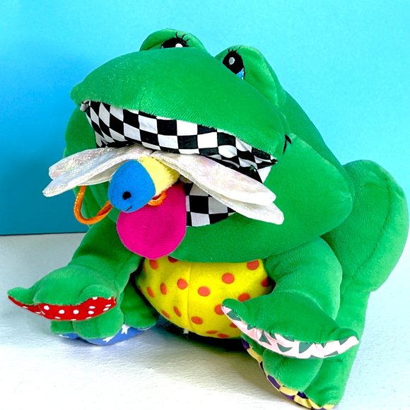 Vintage Nuby Luv n' Care Frog Baby Rattle Crinkle Sound 10" Plush Stuffed Animal - Picture 4 of 7